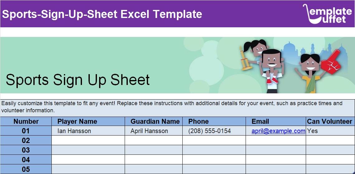 Sports-Sign-Up-Sheet Excel Template