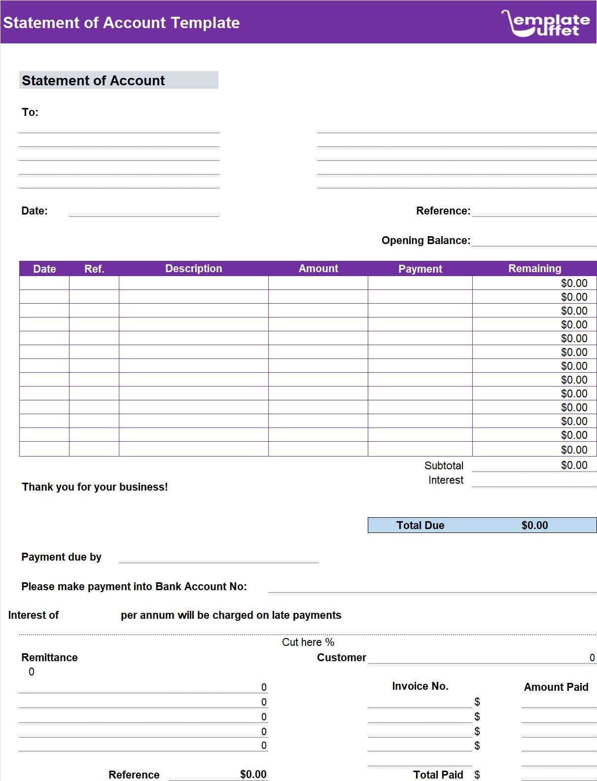 Statement of Accounts Excel Template
