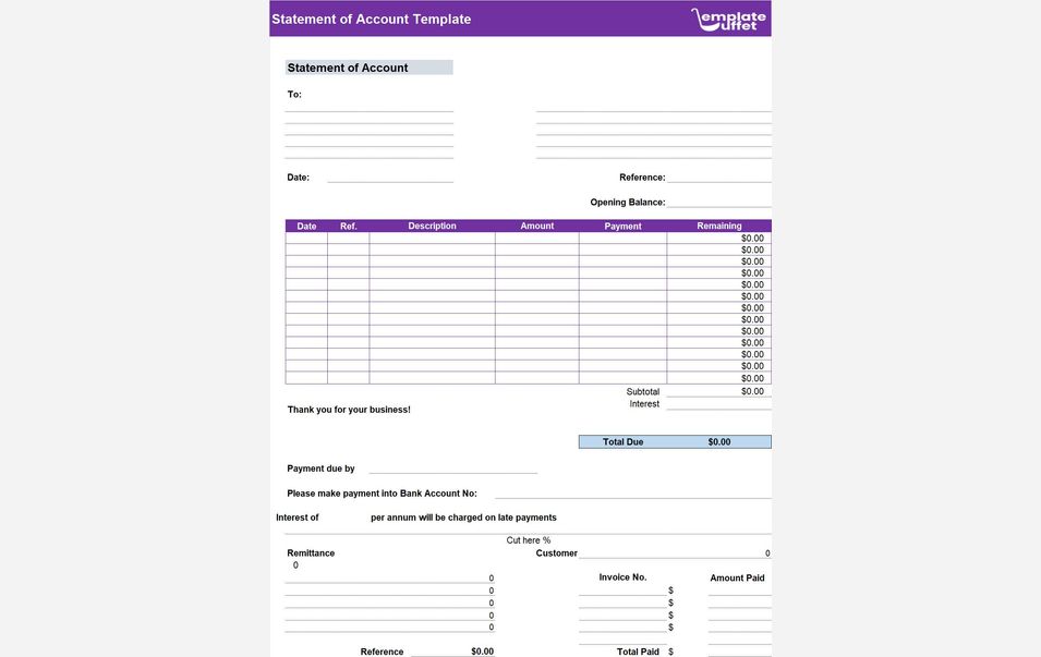 Statement of Accounts Excel Template