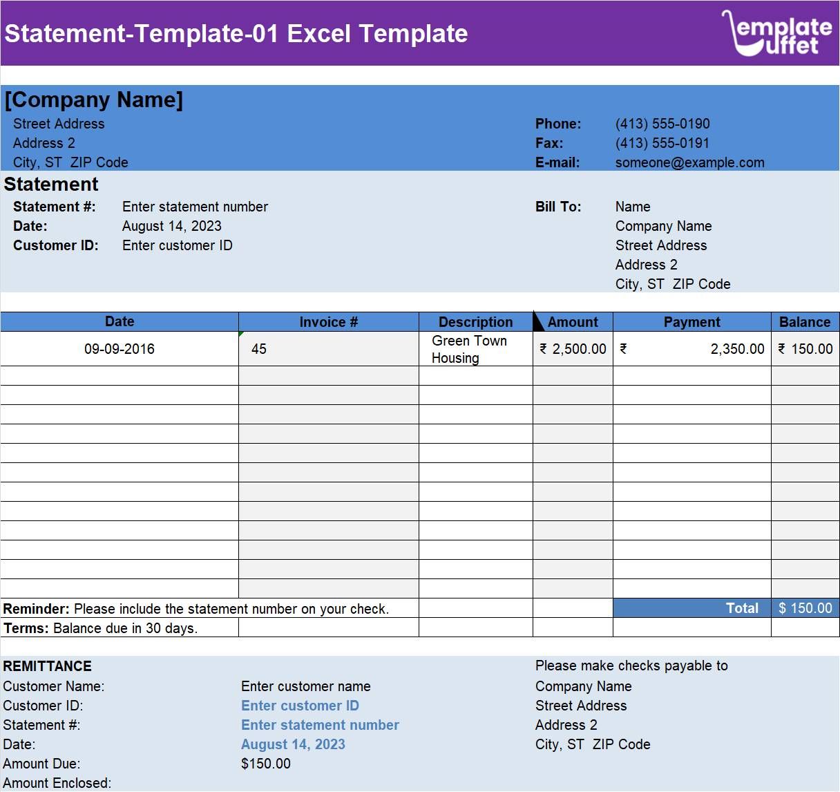 Statement-Template-01 Excel Template