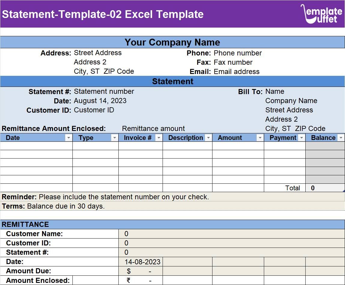 Statement-Template-02 Excel Template