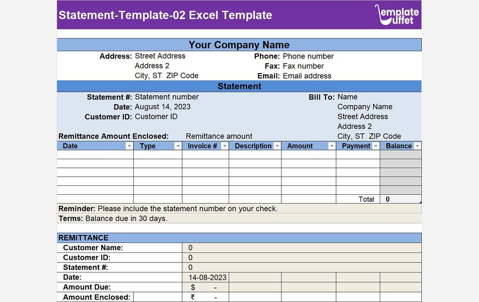 Statement-Template-02 Excel Template