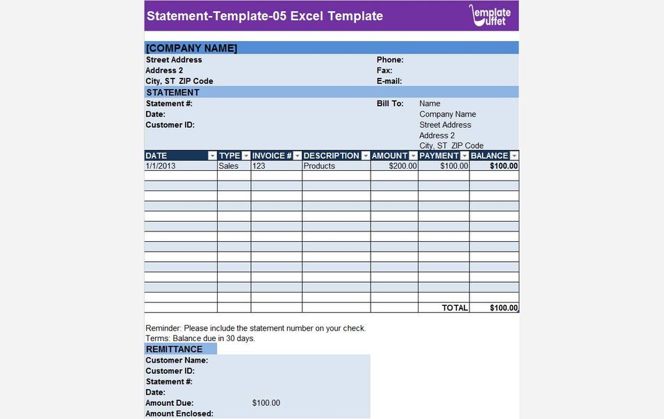 Statement-Template-05 Excel Template