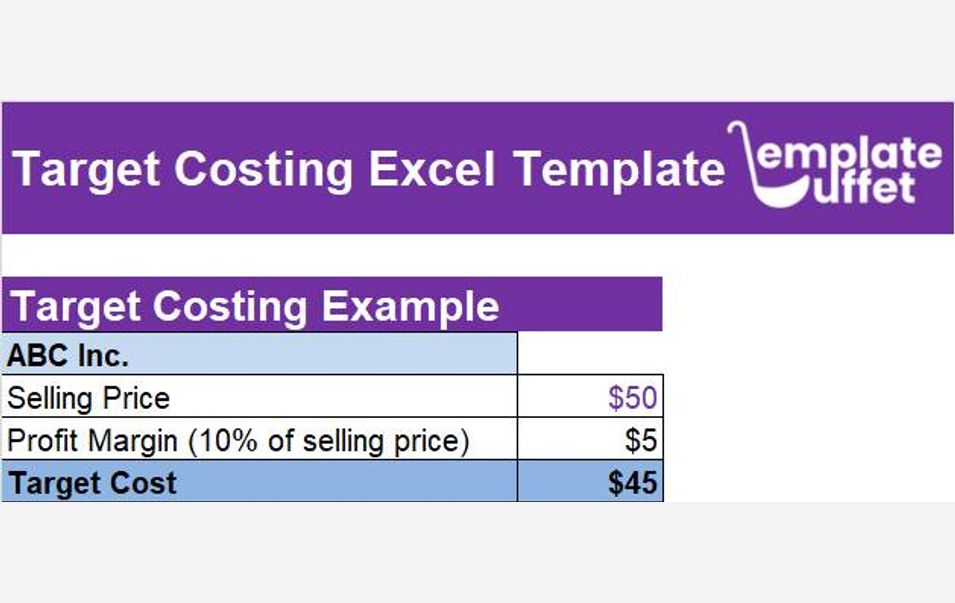 Target Costing Excel Template