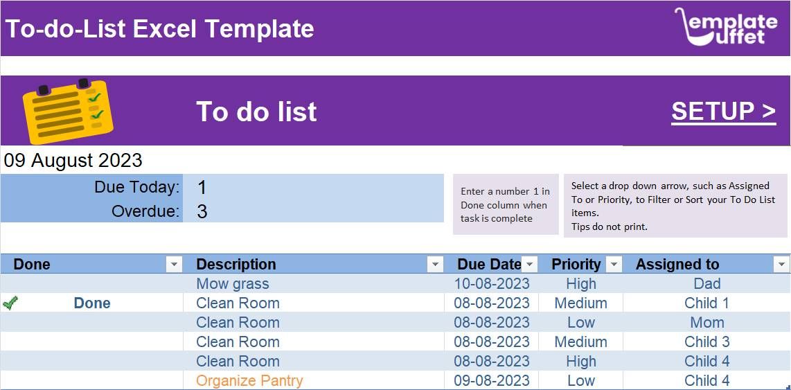 To-do-list Excel Template