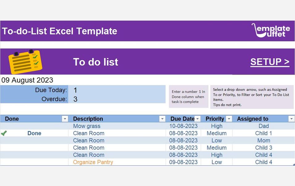 To-do-list Excel Template