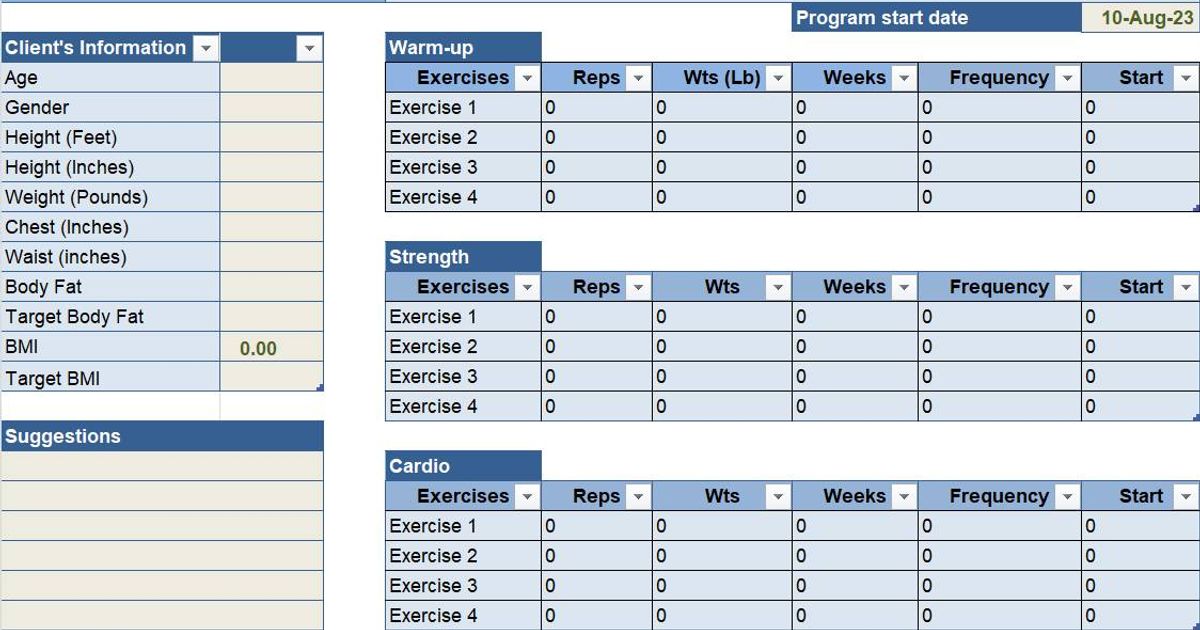 Exercise Planner Excel Template: Track Your Workouts Easily!