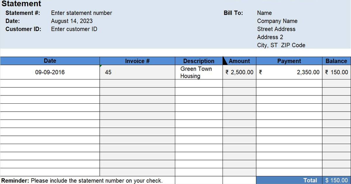 Free Excel Statement Template - Easily Create Professional Statements