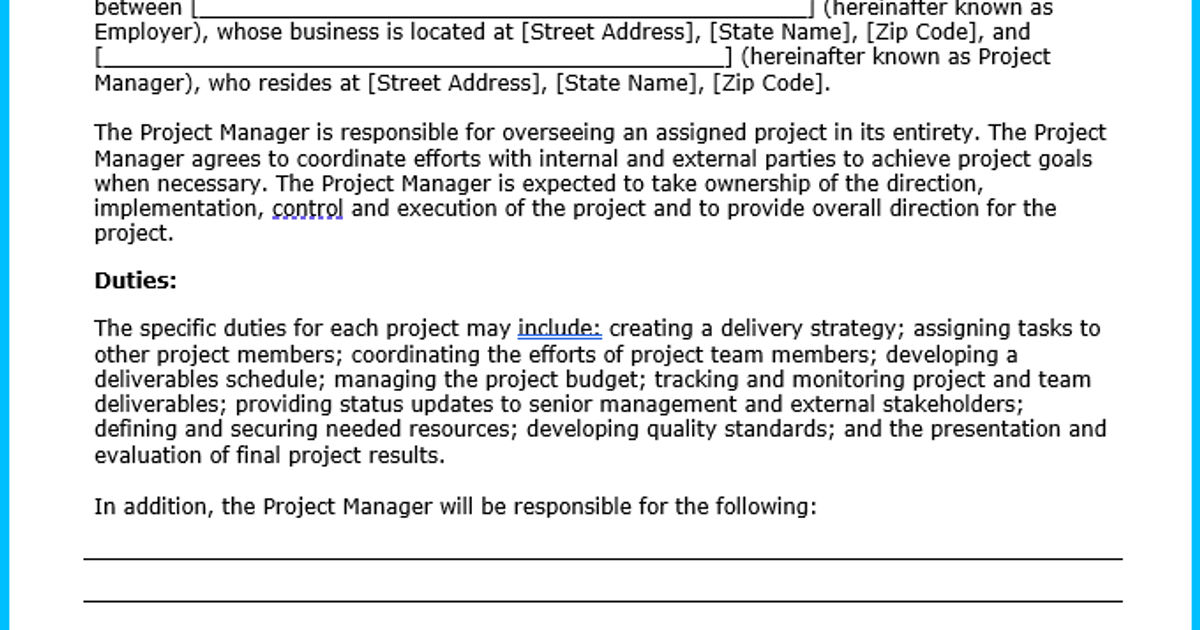 Project Management Agreement Template Create Yours Now Project Management Agreement Template Create Yours Now