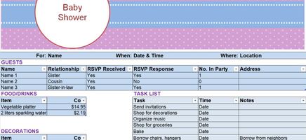 Baby Shower Planner Excel Template