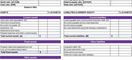 Balance Sheet and Related Financial Ratios