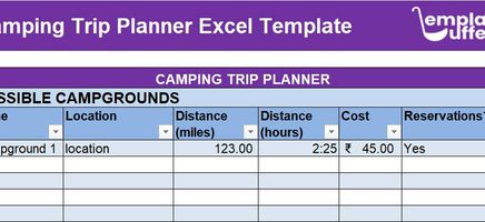 Camping Trip Planner Excel Template