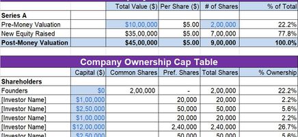 Capatilization Table Excel Template