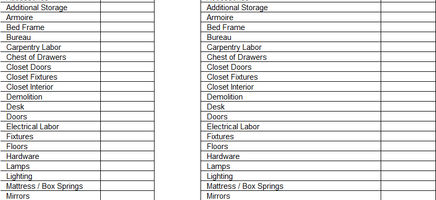 Construction Budget Worksheet