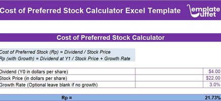 Cost of Preferred Stock Calculator Excel Template