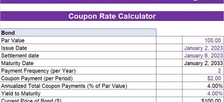 Coupon Rate Calculator Excel Template