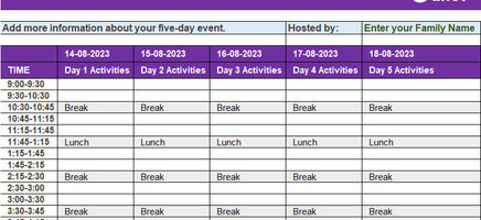 Family Event Schedule