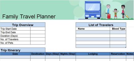 Family-Travel-Planner Excel Template