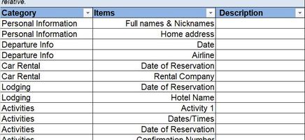 Family-Vacation-itinerary Excel Template