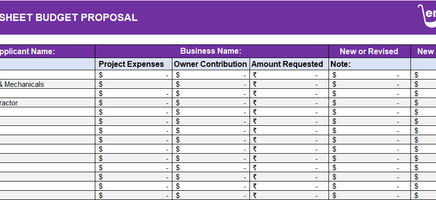 Great Sheet Budget Proposal