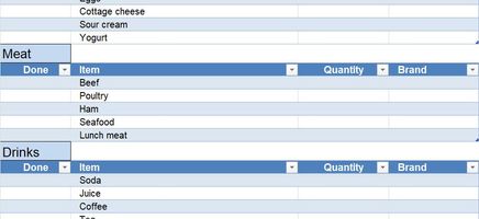 Grocery Checklist Excel Template