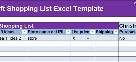 Holiday Gift Shopping List Excel Template