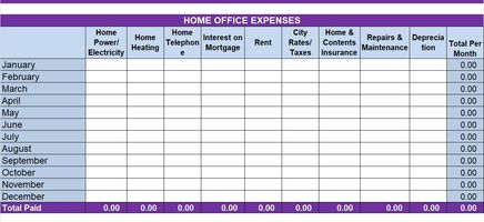 Home Office Expenses Excel Template