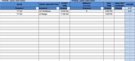 Hourly Basis Invoice Excel Template