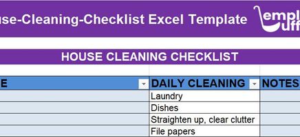 House-Cleaning-Checklist Excel Template