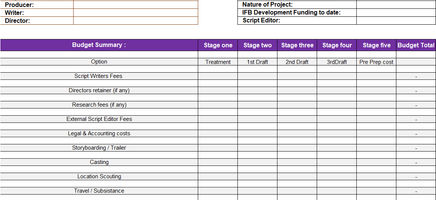 IRISH Film Board Development Budget