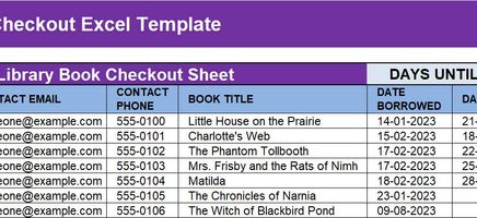 Library Book Checkout Excel Template