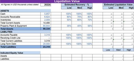 Liquidation Value Excel Template