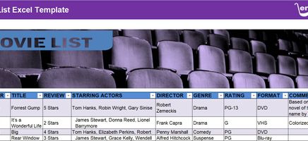 Movie List Excel Template