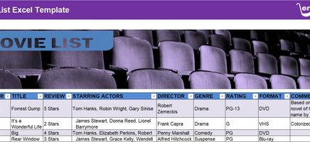 Movie List Excel Template