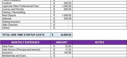 Non Profit Startup Operating Budget