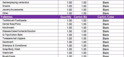 Packing List Excel Template