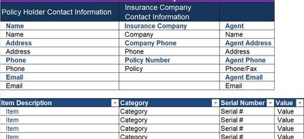 Personal-Inventory Excel Template