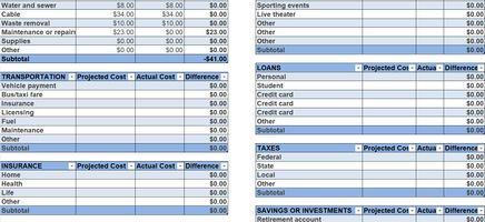 Personal Monthly Budget Excel Template