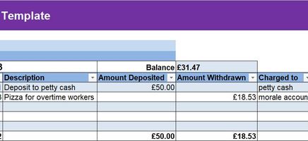 Petty Cash Log Excel Template