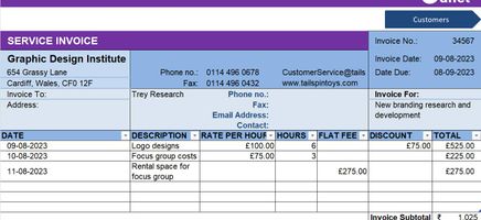 Service Invoice Excel Template