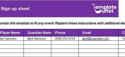 Sports Signup Sheet