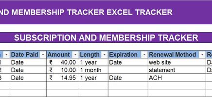 SUBSCRIPTION AND MEMBERSHIP TRACKER EXCEL TRACKER