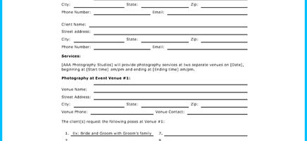 Wedding photography contract Template