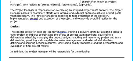 Project Management Agreement Template