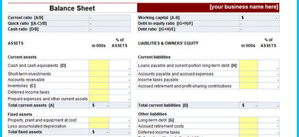 SEO Business Balance Sheet
