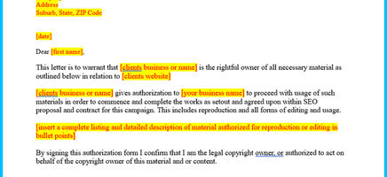 Copyright Authorization Word Template