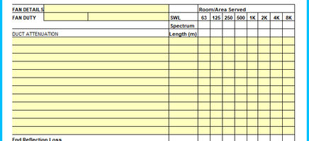 Acoustic downduct calculation sheet