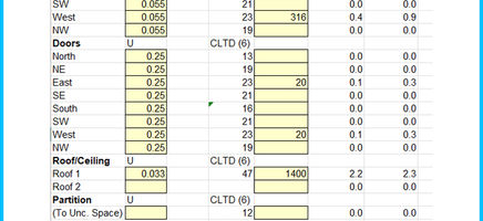 ASHRAE Heat Load Calculation Spreadsheet