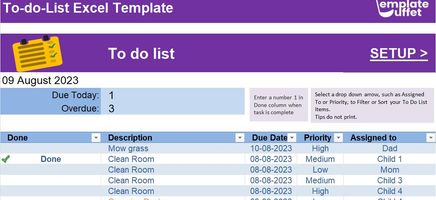 To-do-list Excel Template