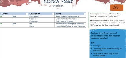 Vacation-items-Checklist Excel Template